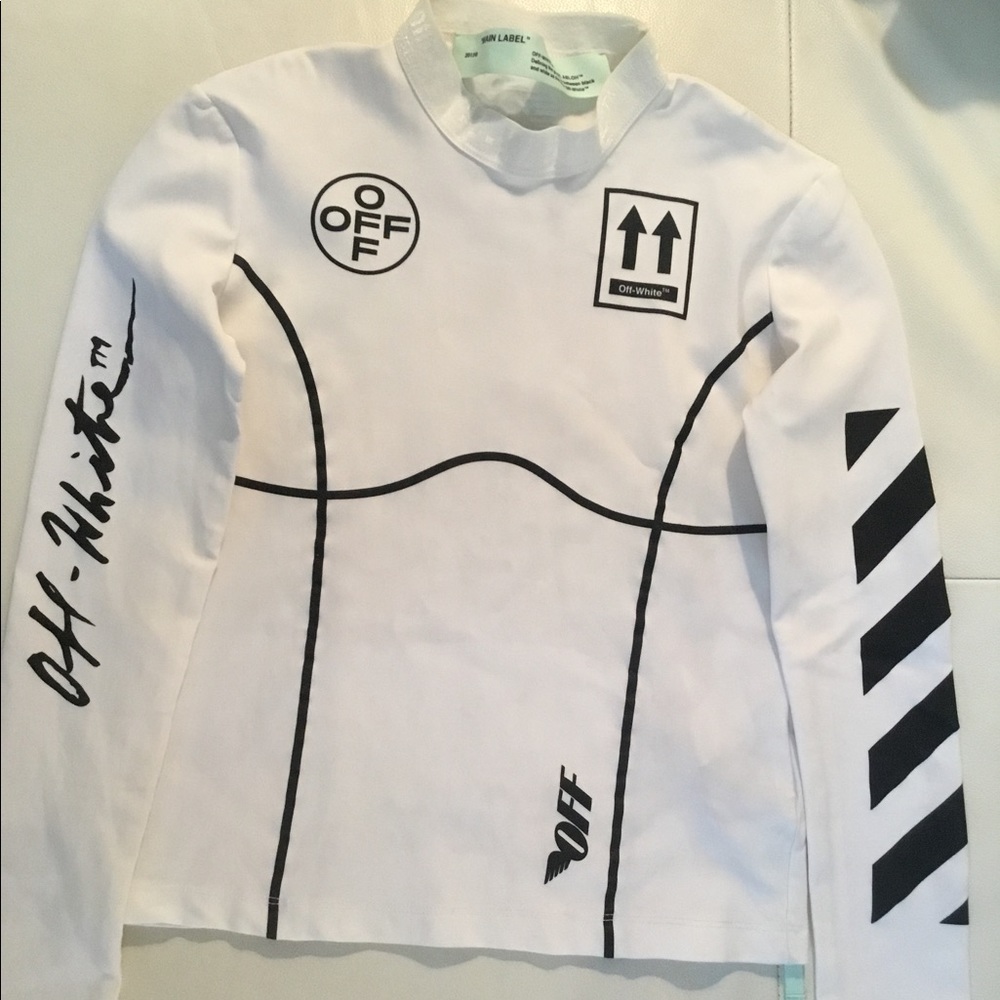 Off White Long Sleeve Logo Sport Top